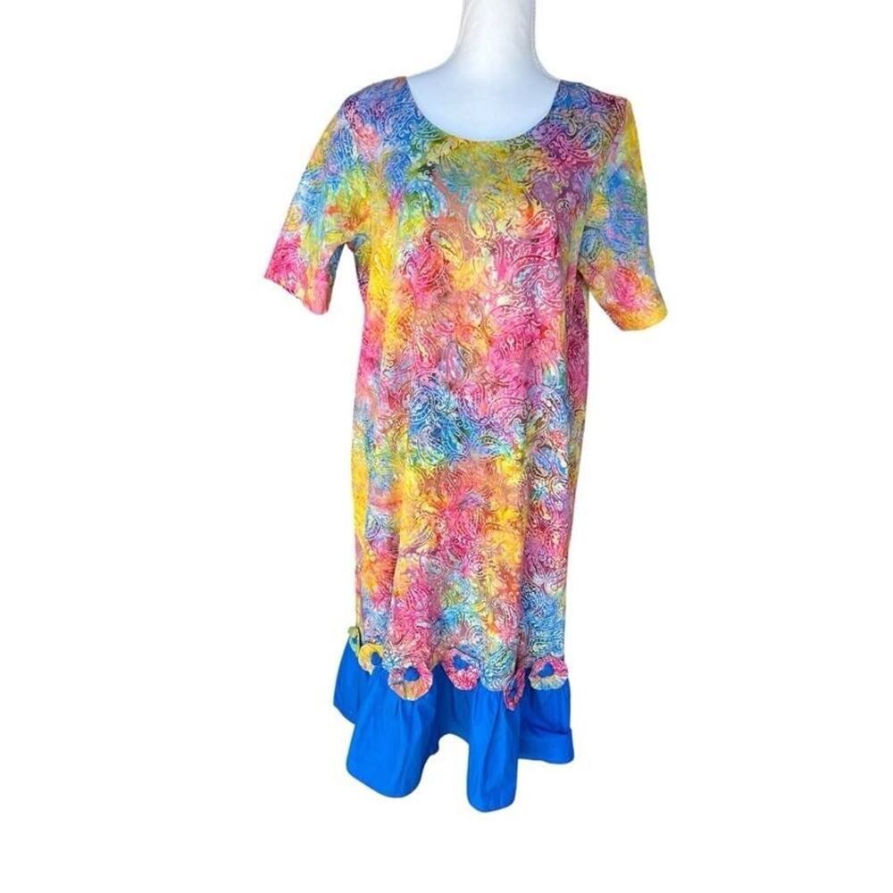 Vintage Muumuu Women's Artsy Funky Hippie Midi Dress Colorful Paisley Size XL